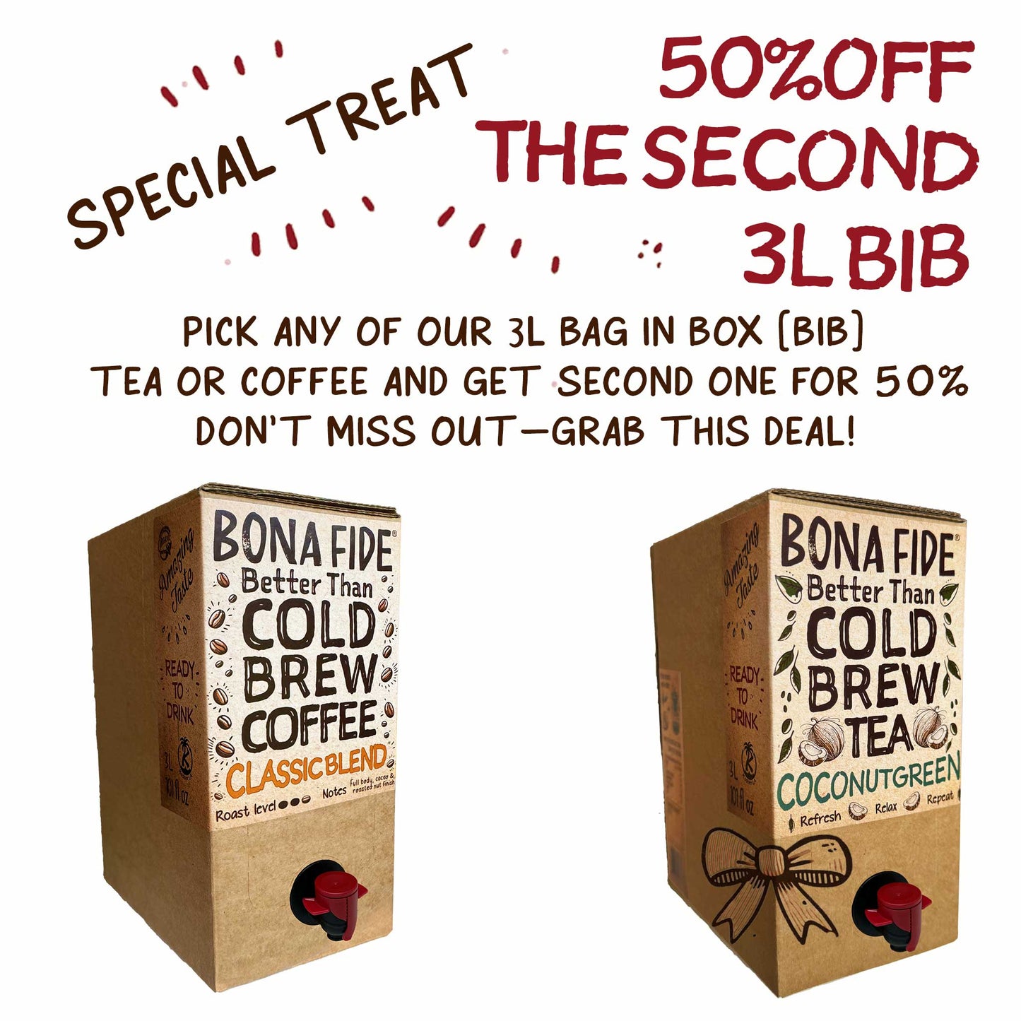Mieux que le sachet de thé infusé à froid en boîte (BIB) vert noix de coco 3L 101FLoz