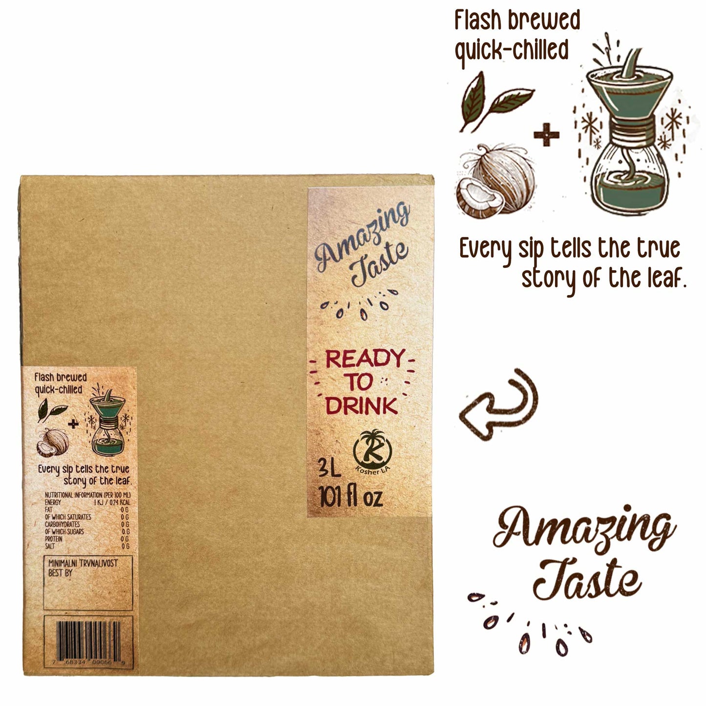 Mieux que le sachet de thé infusé à froid en boîte (BIB) vert noix de coco 3L 101FLoz