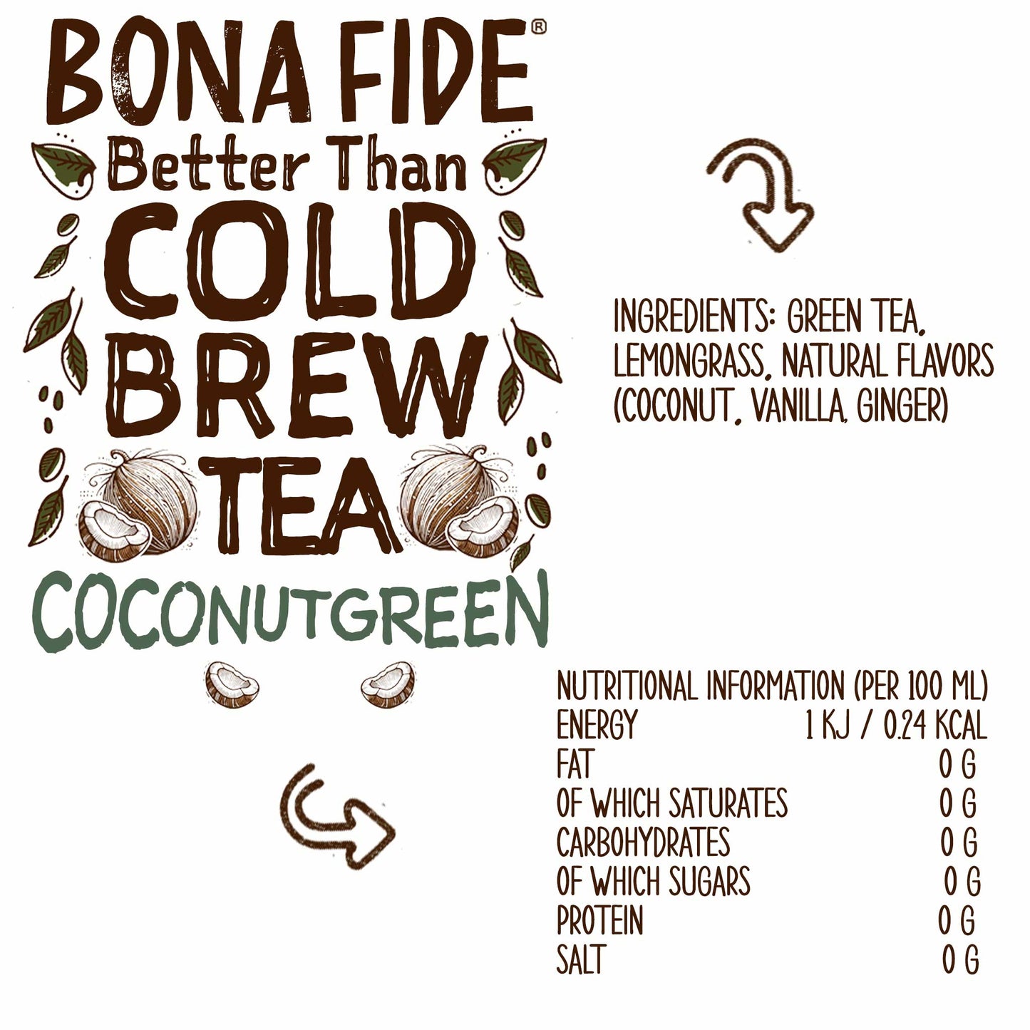 Mieux que le sachet de thé infusé à froid en boîte (BIB) vert noix de coco 3L 101FLoz