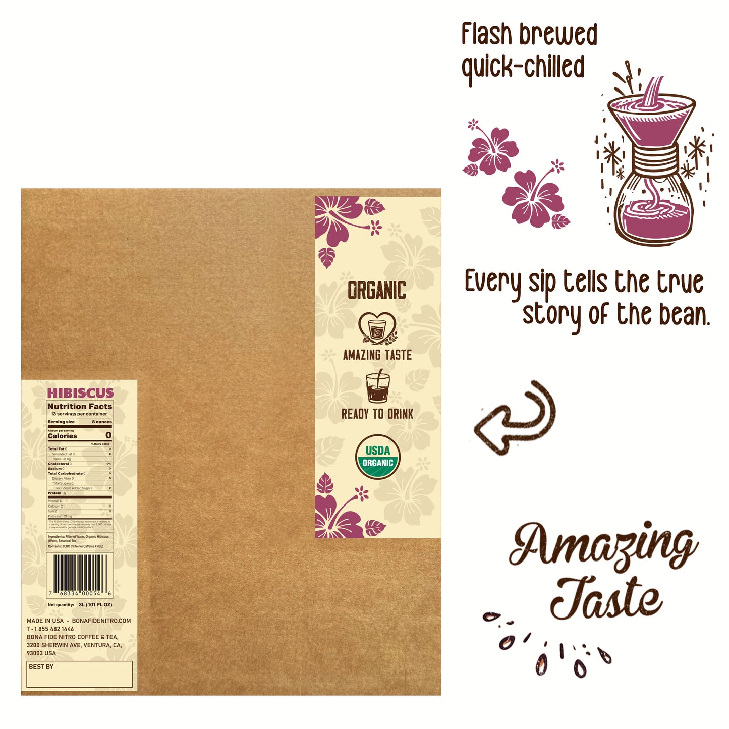 Better Than Cold Brew Tea Bag In Box (BIB) Hibiscus 3L 101FLoz
