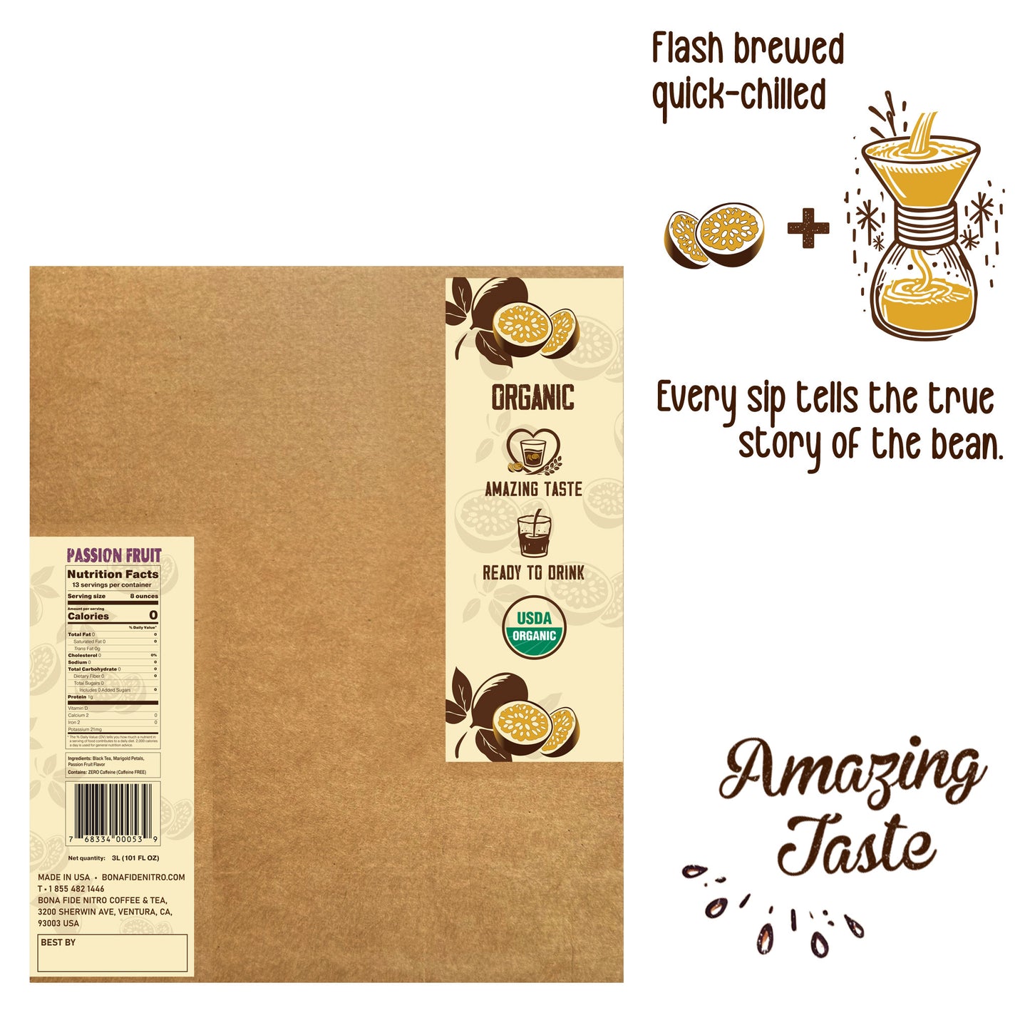 Better Than Cold Brew Tea Bag In Box (BIB) Passion Fruit 3L 101FLoz